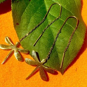 Gold chain dragon fly earrings